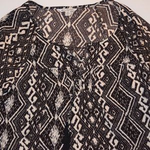 American Eagle Black and White Top with Tassels